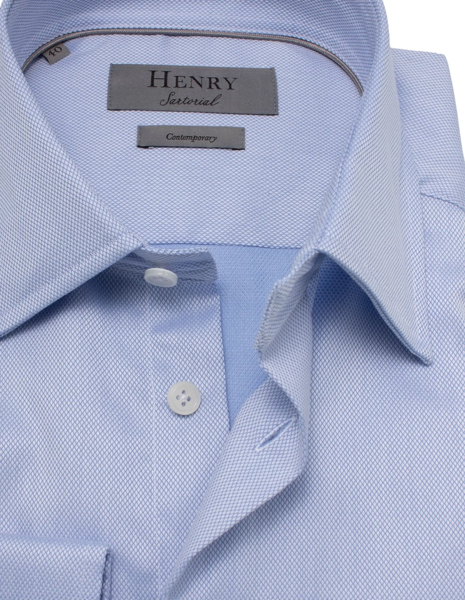 HENRY SARTORIAL Contemporary Fit Oxford Shirt BLUE